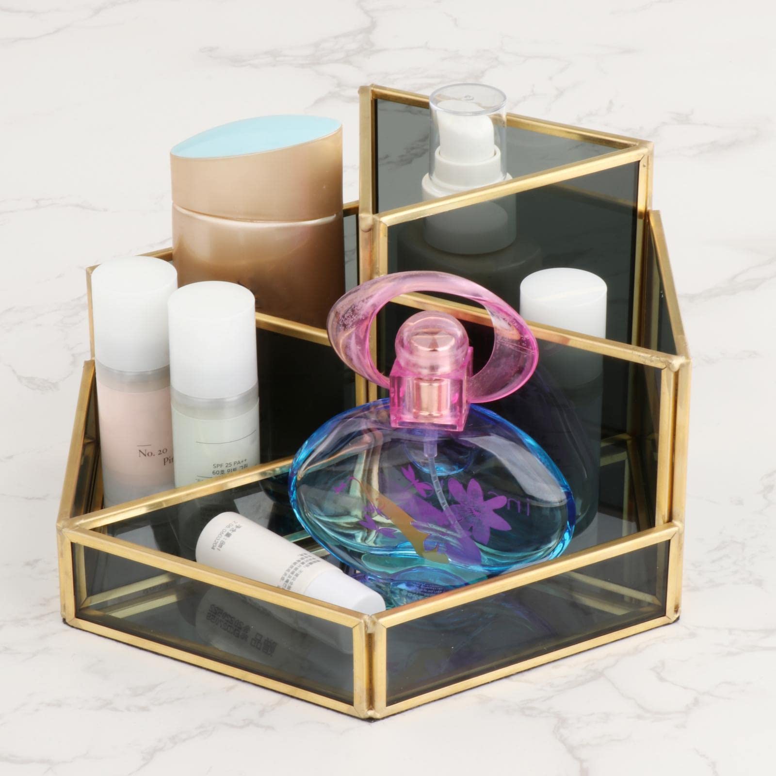 Set di 2 organizer per trucco da tavolo, organizer per bagno, nero A