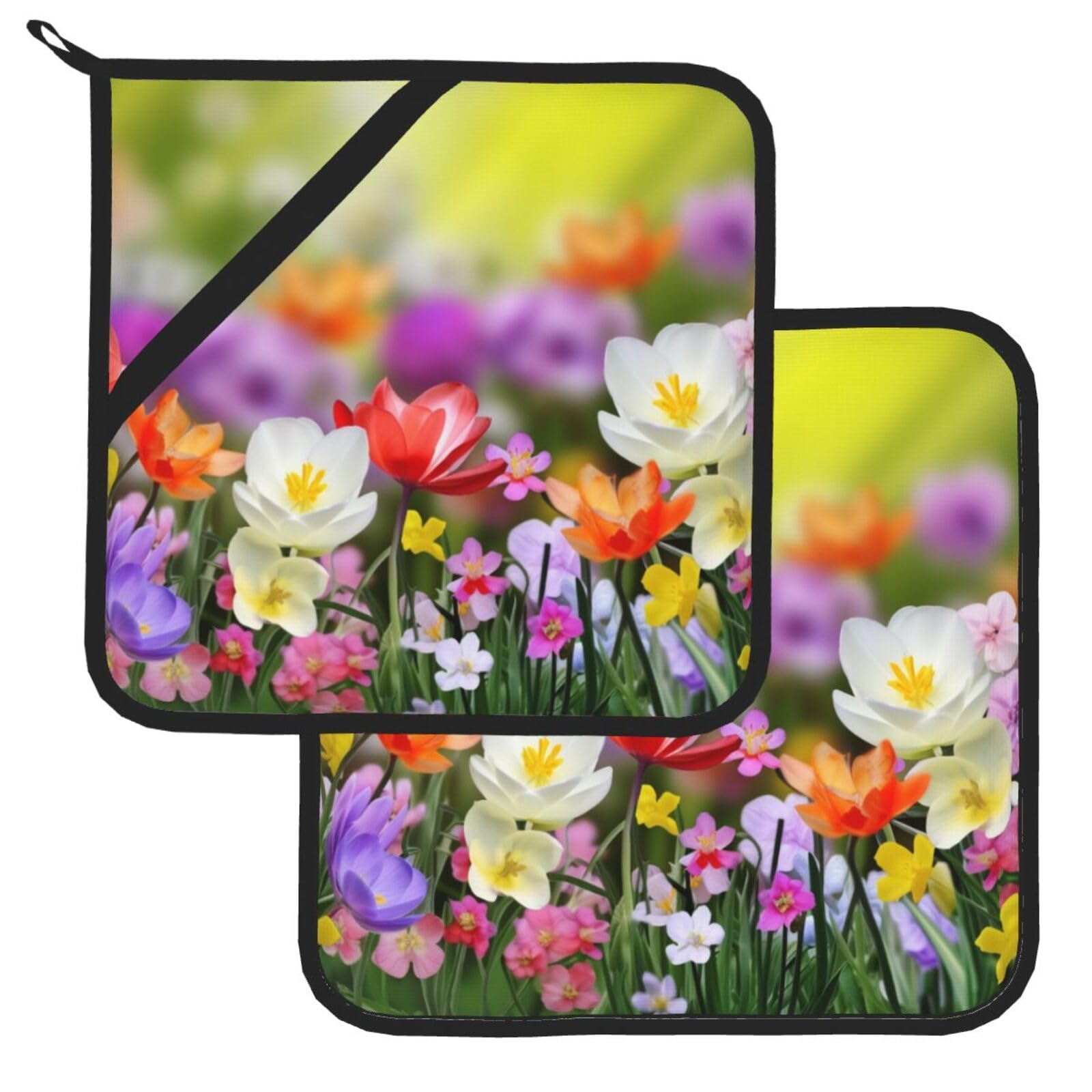 BIVIEL Spring Flowers Print Pot Holders Sets Heat Resistant Pot Holders Sets Oven Hot Pad