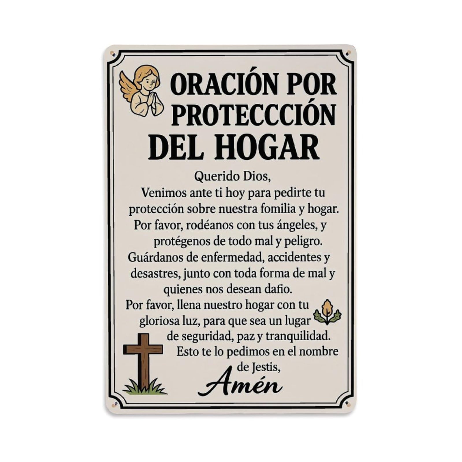 Nestemfo Vintage Prayer For Home Protection Design Tin Sign Metal Sign, Living Room,Bar, Home, Bedroom Wall Decor,Retro Metal Poster 8X12 Inches