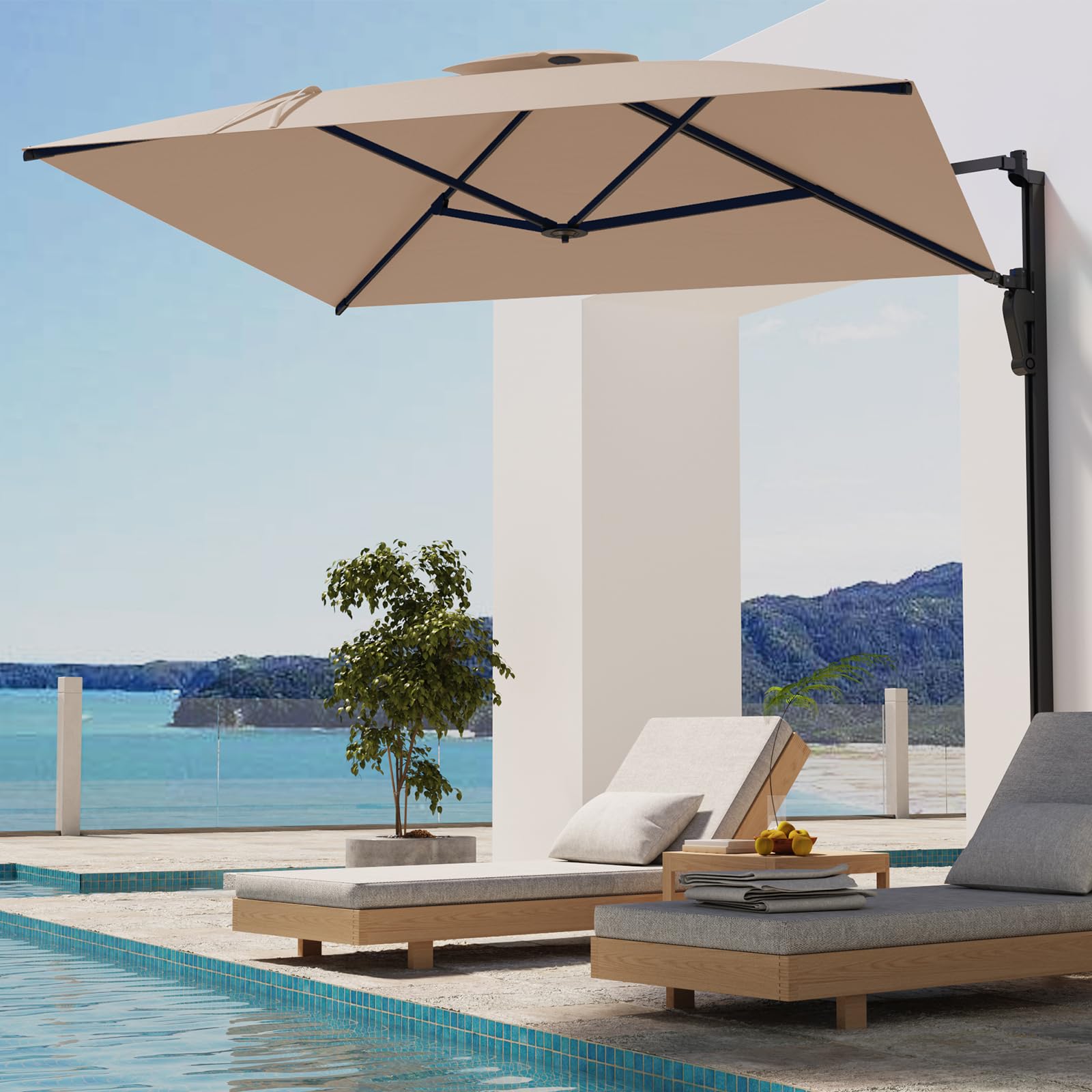 9 ft off the wall patio umbrella Amazon.com : AECOJOY 9ft Wall Mount Umbrella Outdoor Patio, Large Patio  Umbrella with Swivel Sun Awning, Rectangular Aluminum Cantilever Umbrellas  for Deck Pool Garden Backyard, Space Saving Patio Umbrella, Beige : Patio,