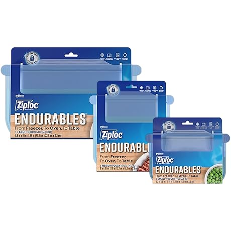 Endurables Reusable Silicone Ziploc Bags for Dishwasher-Safe Meal Prep