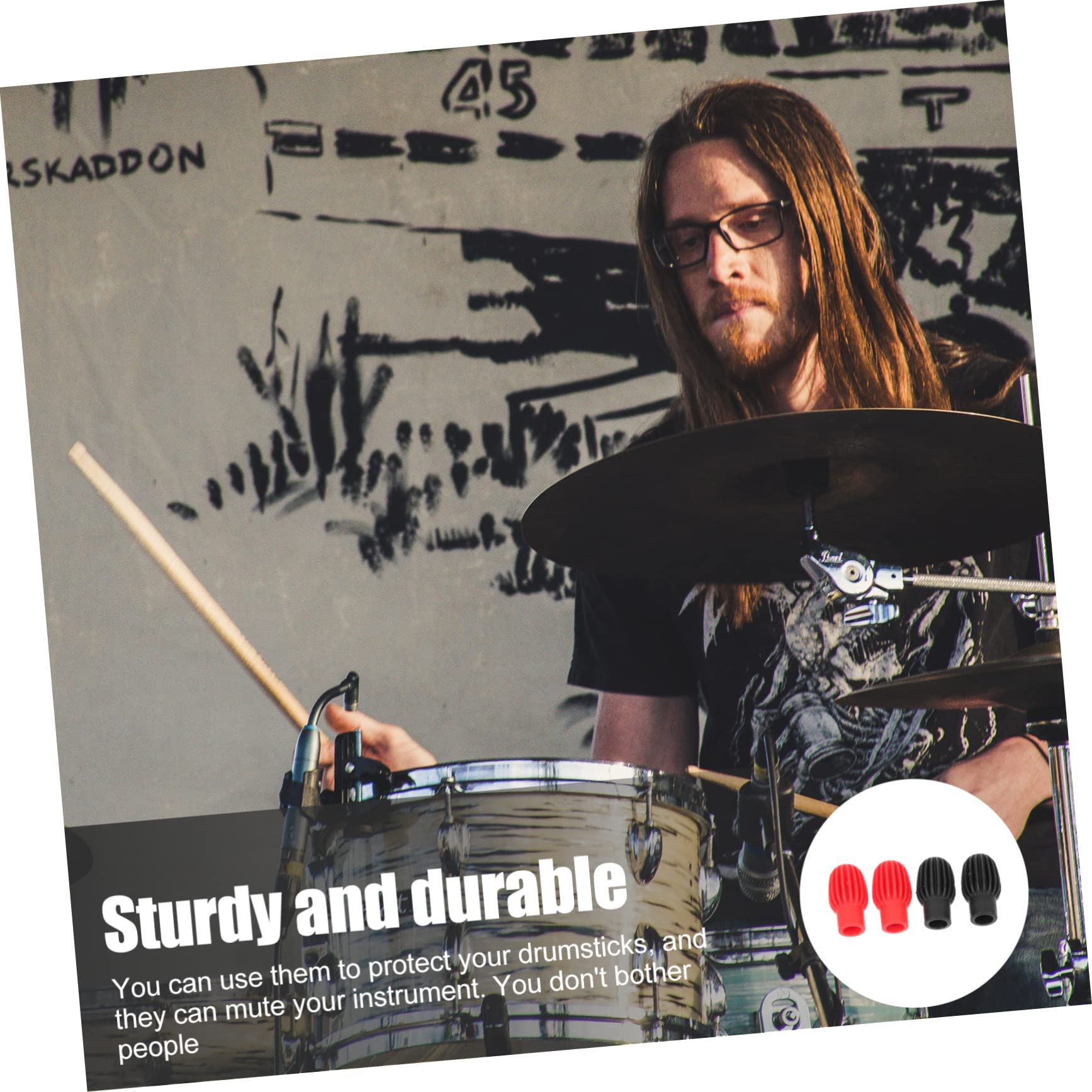 ibasenice 4Pcs Drumstick Mute Covers Durable Drum Stick Protectors for Enhanced Performance Noise Control for Practice Home Use