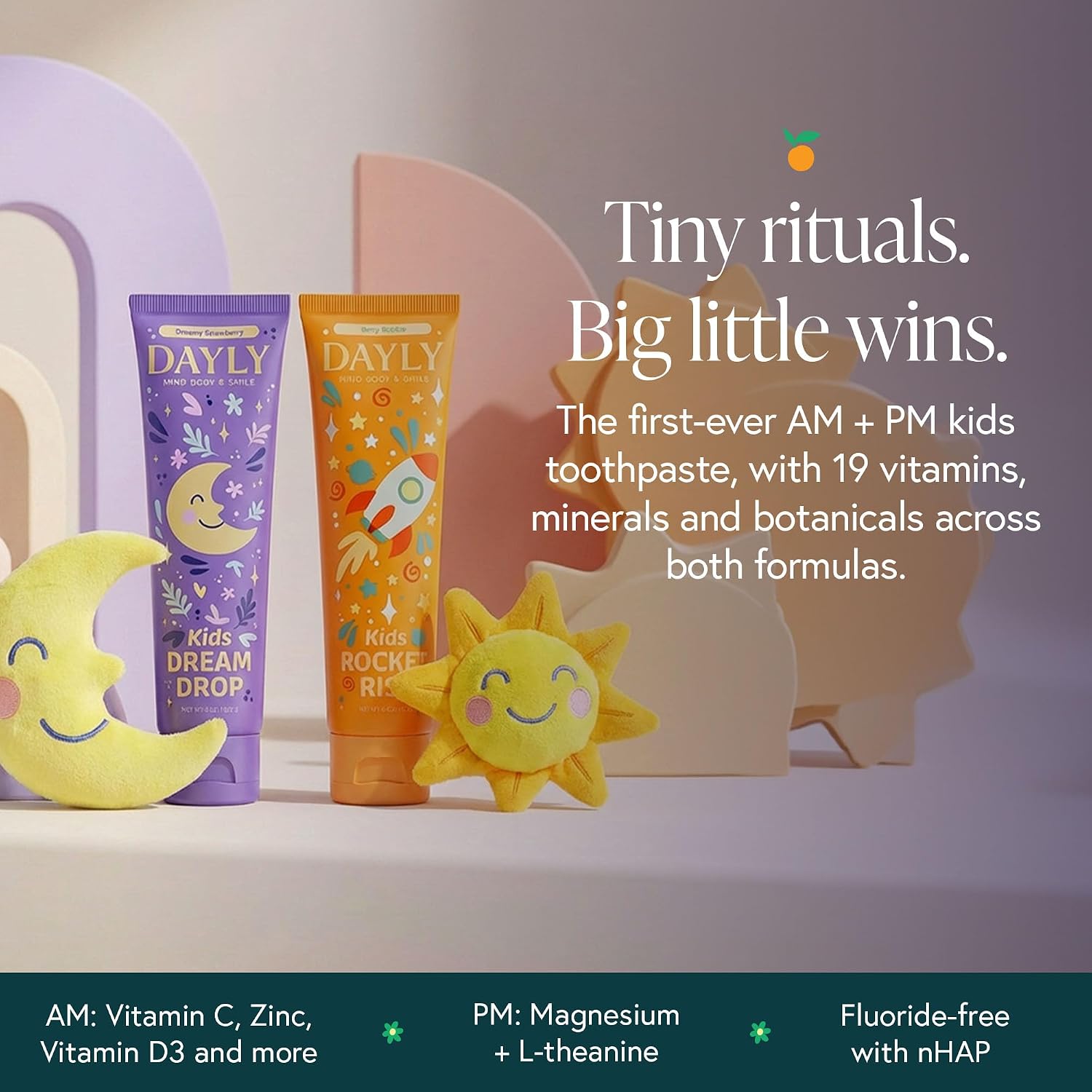DAYLY Kids AM/PM Toothpaste Bundle, Nano Hydroxyapatite, Pack of 2