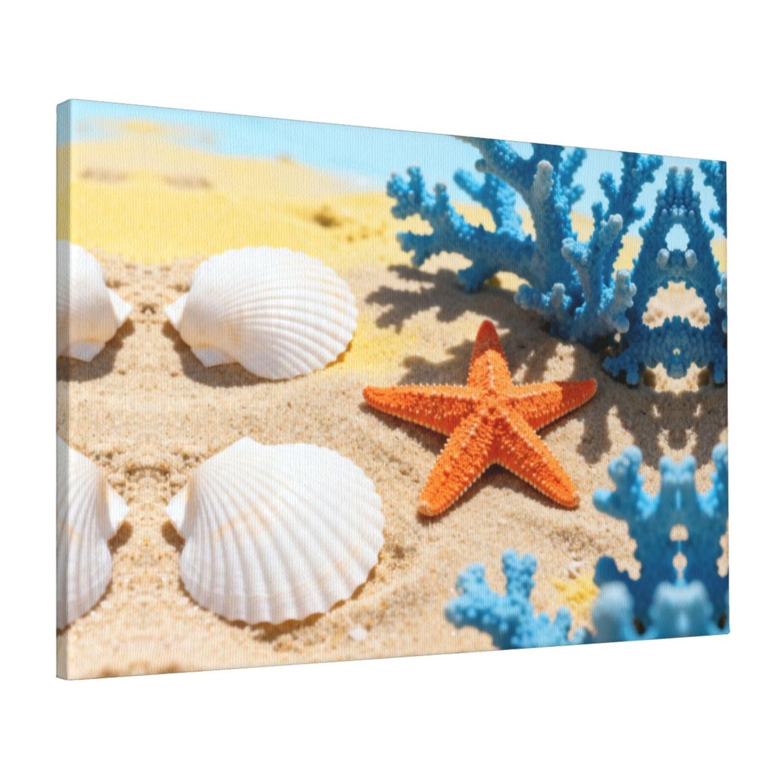 CNTDBU Starfish Coral Canvas Wall Art 16x24 Inch-Large Modern Painting Print for Living Room, Framed Ready to Hang Artwork for Bedroom