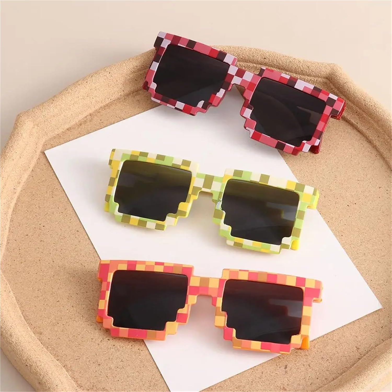 Pixel Sunglasses for Party 15Pcs Photo Props Halloween Decorative Shades Pixelated Mosaic Glasses Party Disco