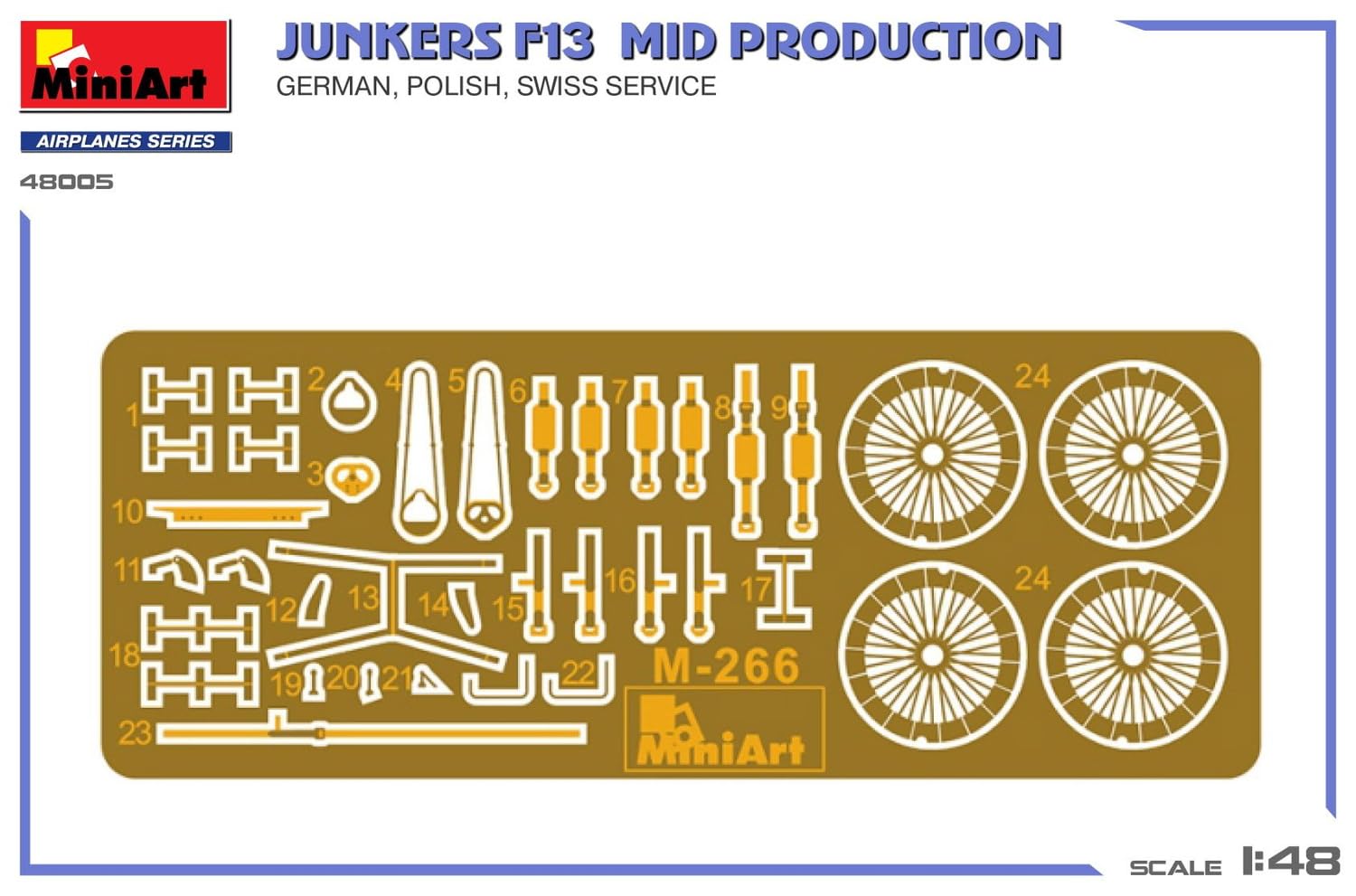 MiniArt 48005 1:48 Junkers F13 Zivil Mit. Prod. - originalgetreue Nachbildung, Modellbau, Plastik Bausatz, Basteln, Hobby, Kleben, Modellbausatz, Zusammenbauen, unlackiert