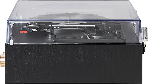 Miniatura 8 de Crosley CR6045A-BK Miles 3-Velocidades Bluetooth Entrada/Salida Reproductor de Discos Tocadiscos con Altavoces Integrados, Negro Negro,Crème,Nuez