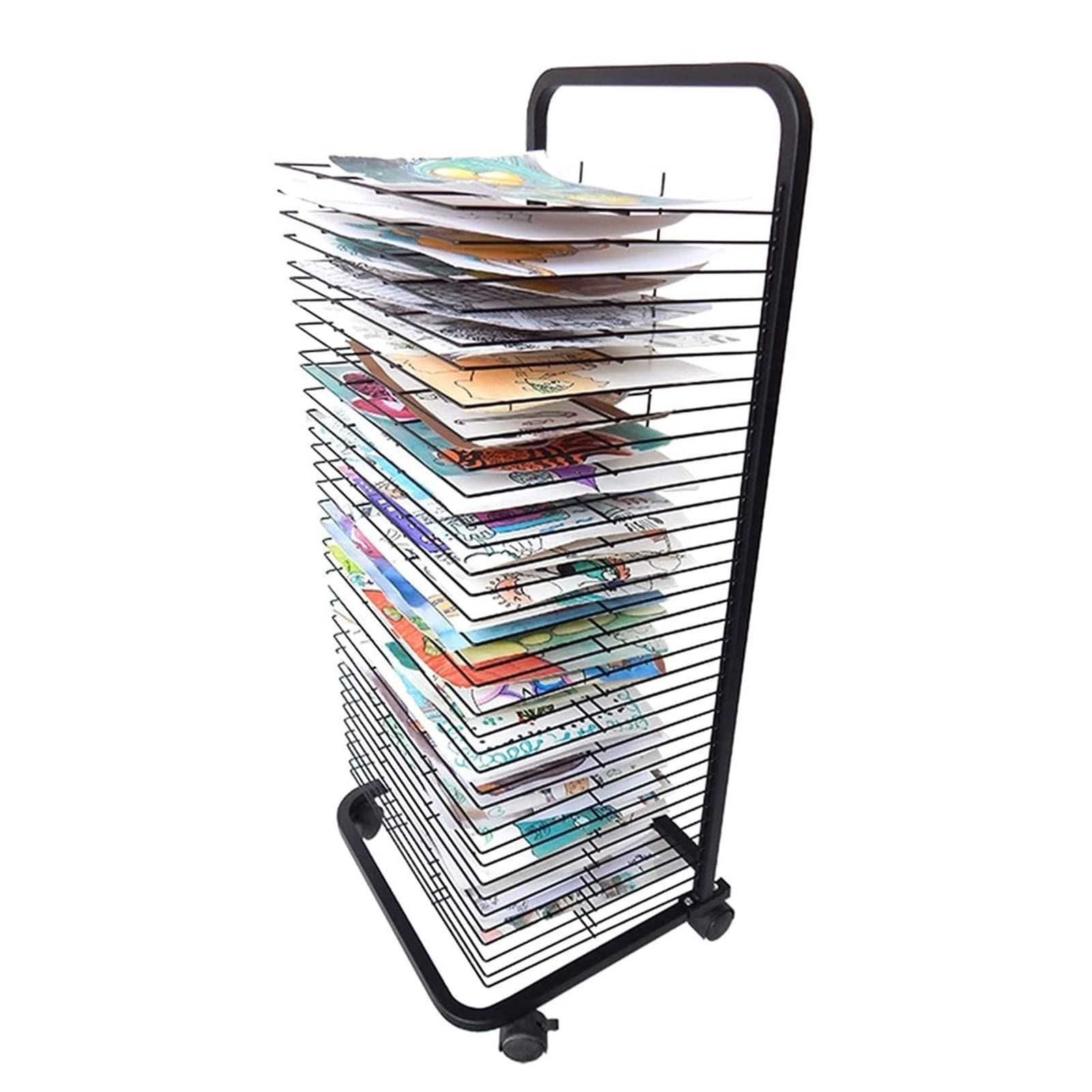 Aioneer Art Drying Rack - Flexible Shelves, Mobile, Classroom Studio Home Painting Drying Rack For Kids, Artists, Single-Sided Use Art Rack Storage Organizer On Wheels-35-layer