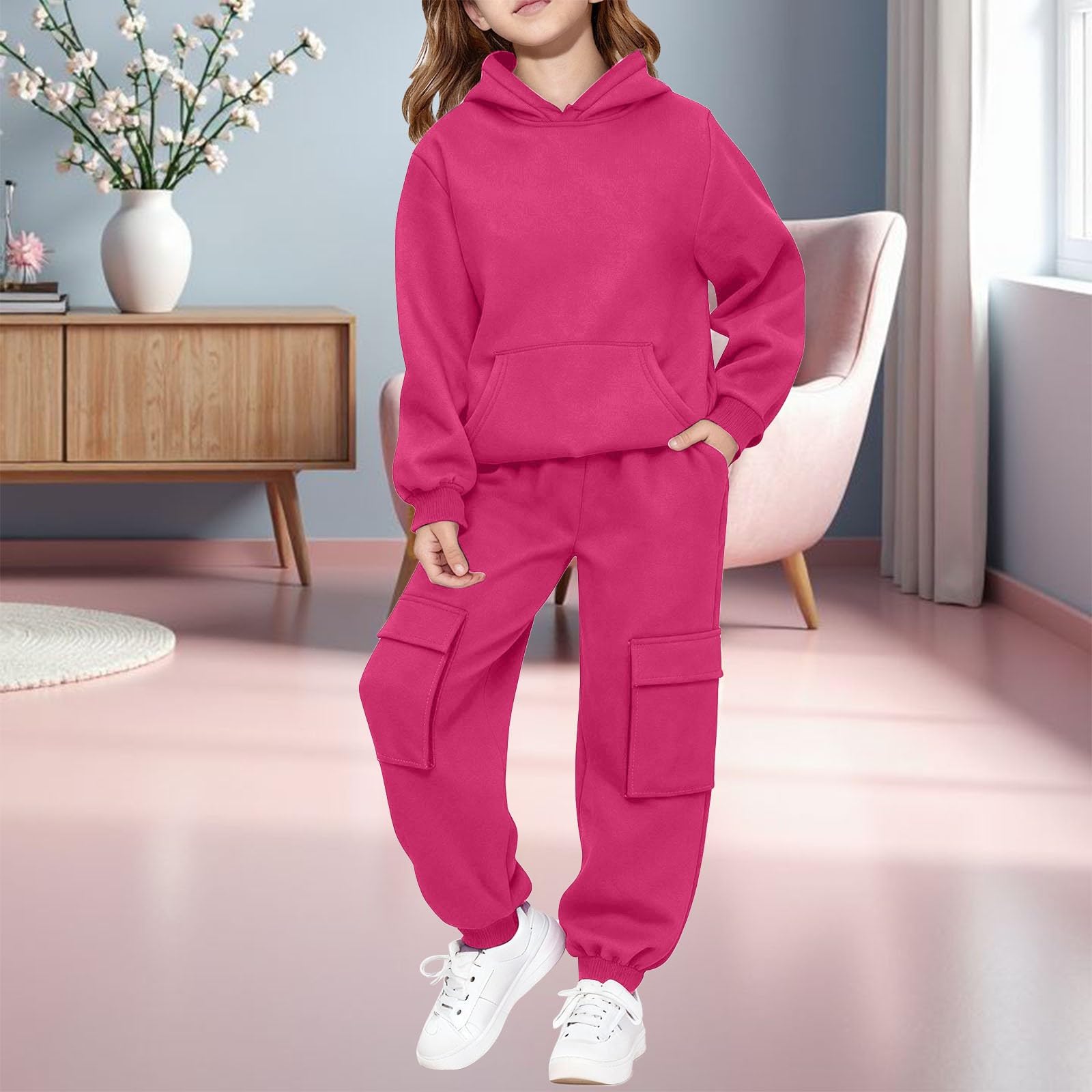 Kinder Trainingsanzug Hoodie Cargo Jogger 2-teiliges Set