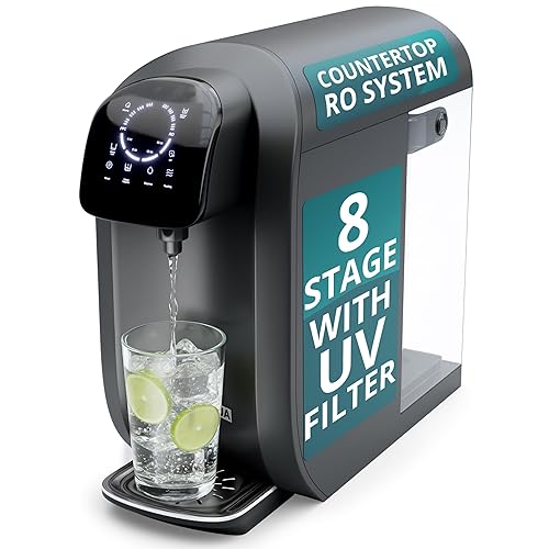 Miniatura 1 de NU Aqua Sistema de ósmosis inversa para encimera, filtro de agua de 8 etapas con pantalla táctil UV, incluye filtros de membrana de sedimentos +