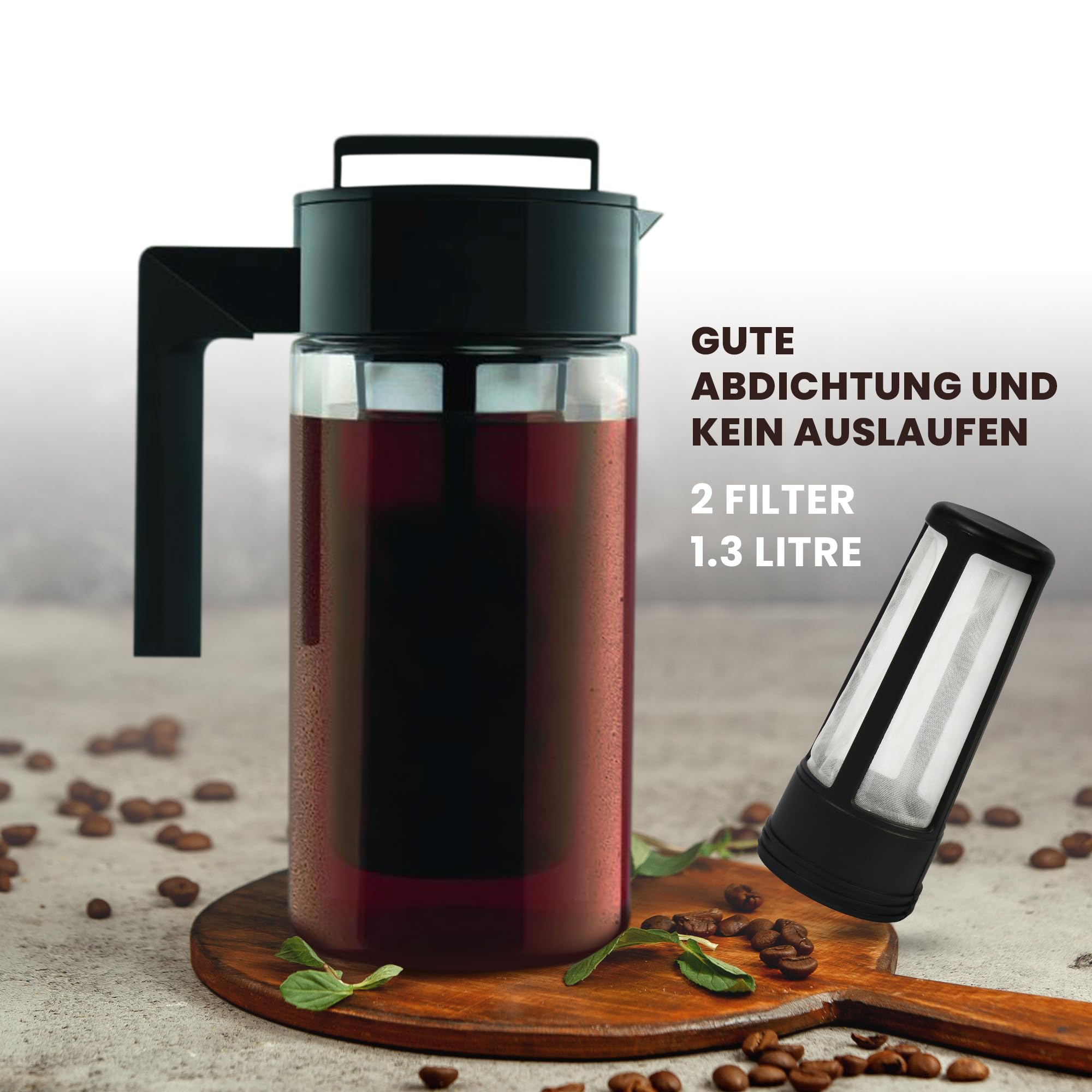 Cold Brew Coffee Maker zaparzacz do kawy 1 litr bez BPA – zaparzacz do kawy z tritanu + gratis filtr wymienny – prezent dla miłośników kawy + 1 sadzonone drzewo