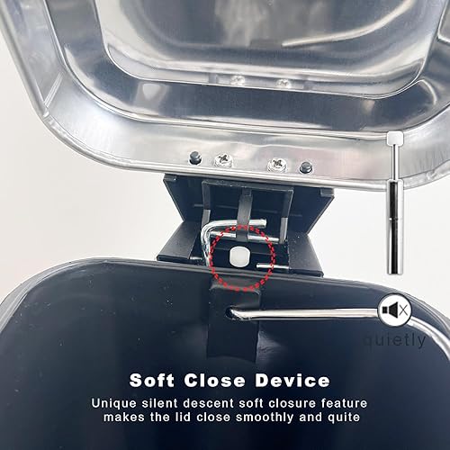 Miniatura 4 de Cubo de basura de baño de 1.3 galones con tapa, cubo de revestimiento extraíble delgado de 5 litros, cubo de basura pequeño para baño, dormitorio,