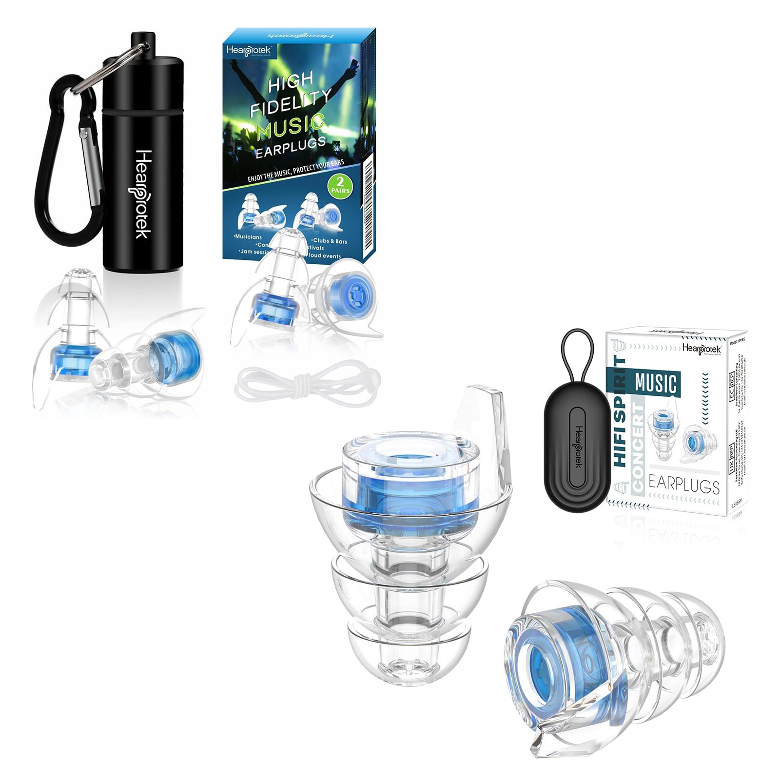 HearprotekConcert Ear Plugs, 2Pairs Reusable high Fidelity Musician Ear Plugs for Concerts Loud Music