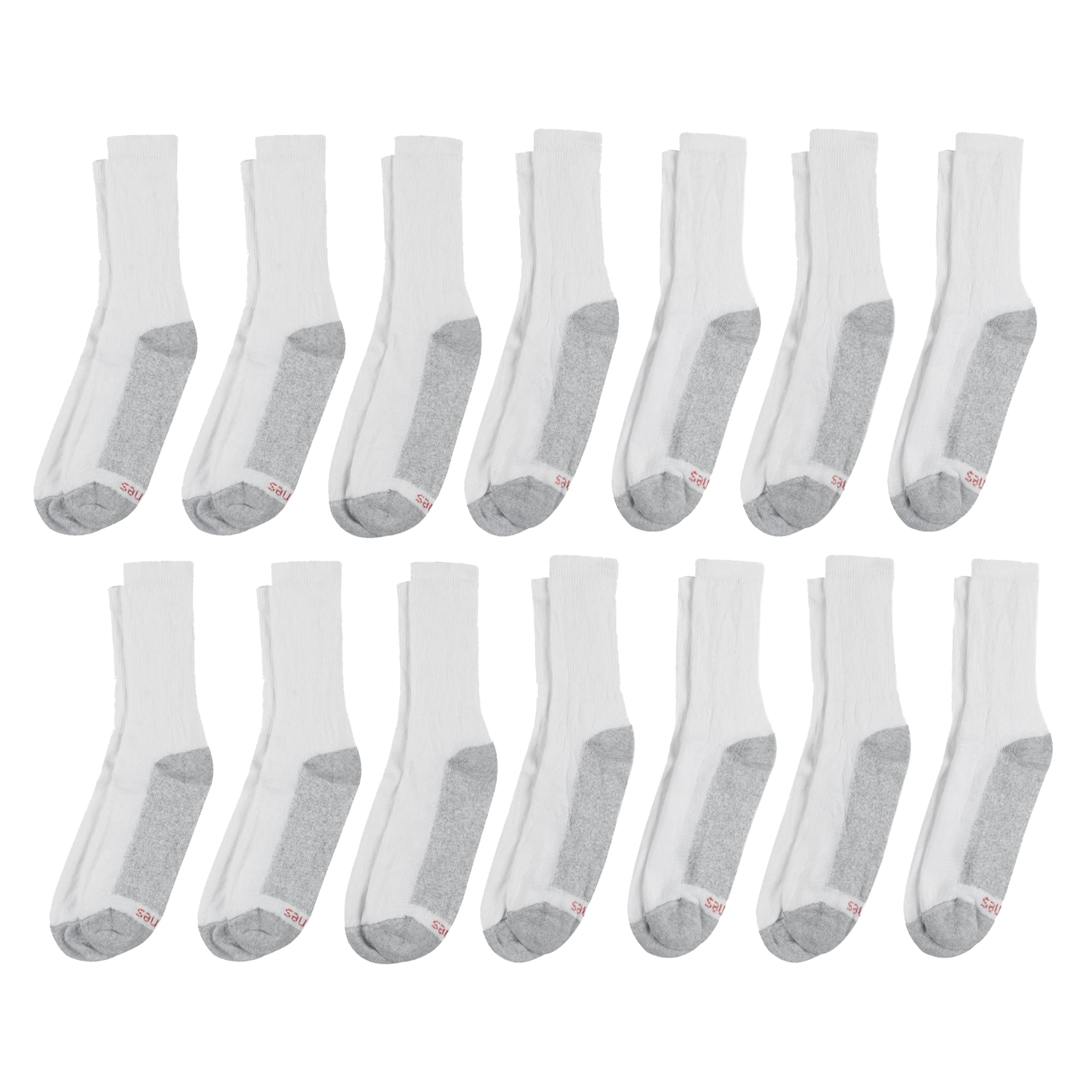 Hanes Calcetines tobilleros dobles resistentes para hombre, 14 pares, absorben la humedad, tallas de zapatos 12-14, blanco, 12 (paquete de 14)