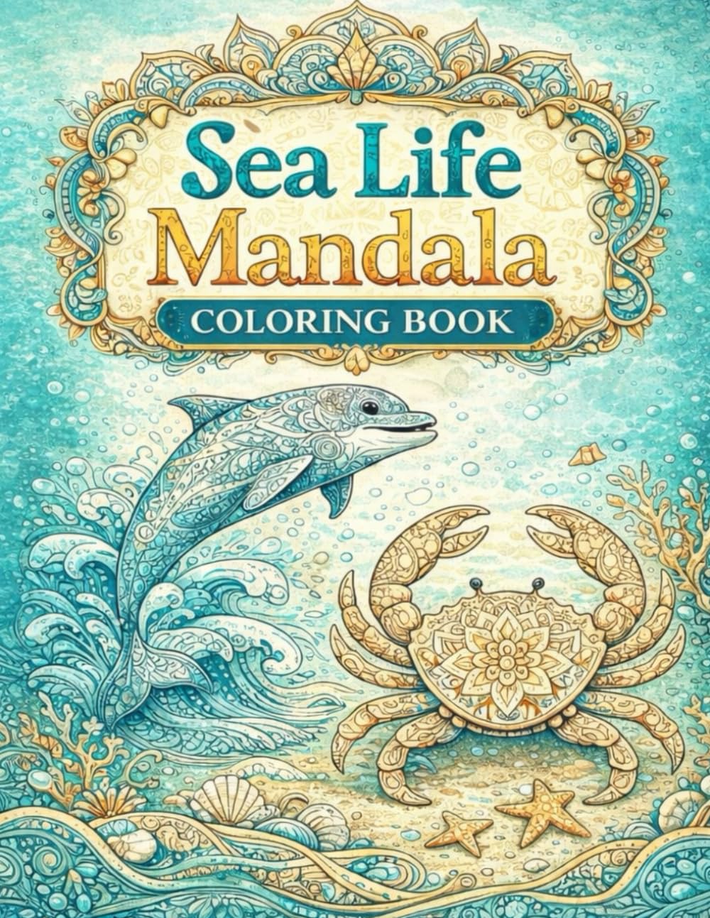 Sea Life Mandala Coloring Book: Relaxing Ocean Animals & Underwater Mandala Designs for Adults and Teens