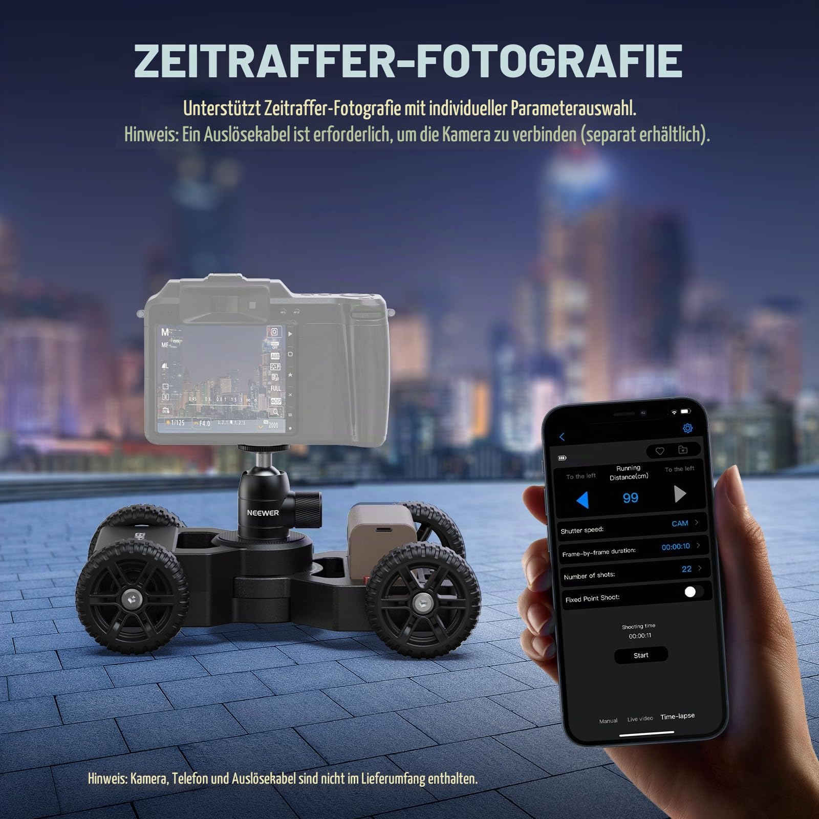NEEWER Motorisierter Kamera Slider Dolly mit App Steuerung, aufgerüstet mit ultraleisen Doppelmotor Antrieb, 5 Std. Laufzeit Akku, kompatibel mit GoPro iPhone Android Samsung DSLR Camcorder, DL400