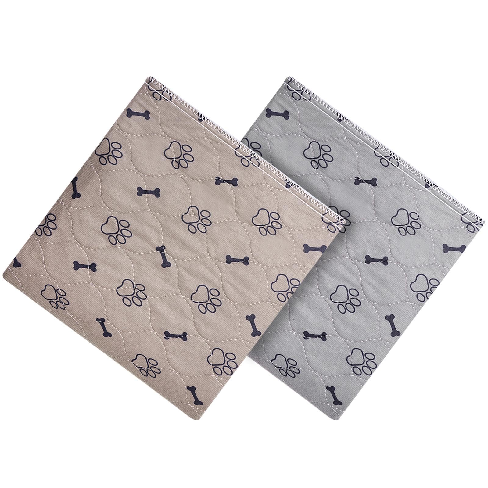 Tapis Éducateur Chien Réutilisable, Lot de 2, Gris & Marron, Lavable, Antidérapant, 90x70cm – Alèse Chiot & Chien, Anti-Fuites, Parfait pour Chiens, Chats et Lapins