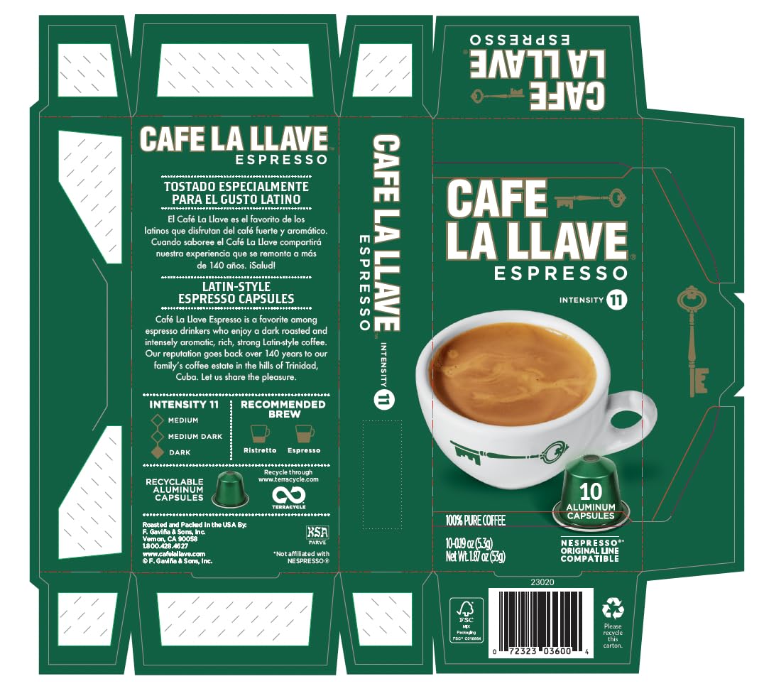 Cafe La Llave Latin Style Espresso Pods Dark Roast Compatible with Nespresso Original Line Aluminum Capsules 80 Count — view 8