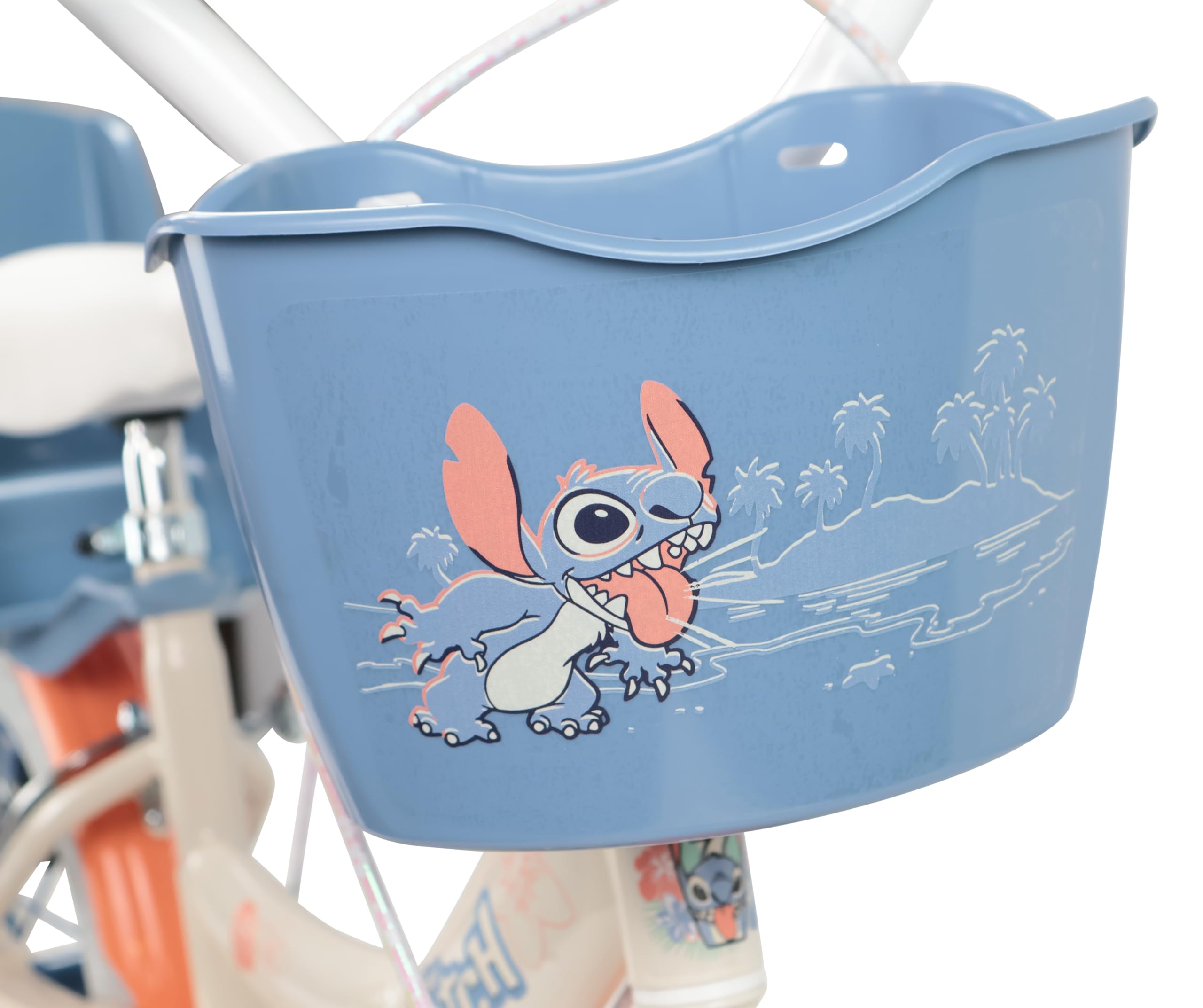 Denver Bike Bicicletta Bambina 16 Pollici Licensed Stitch, 4-6 Anni, Rotelle Removibili, Freni Caliper Anteriore/Posteriore, Telaio Acciaio, Ruote Gonfiabili, Trombetta e Portabambola