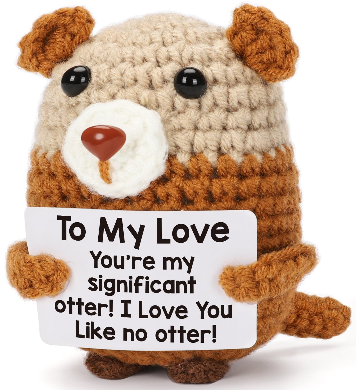 BuiltFit Birthday for Him Her Boyfriend Girlfriend Wife Husband - to My Love I Love You Like No Other, Easter Handmade Crochet Otter for Fiance Women Men Lover Birthday Wedding