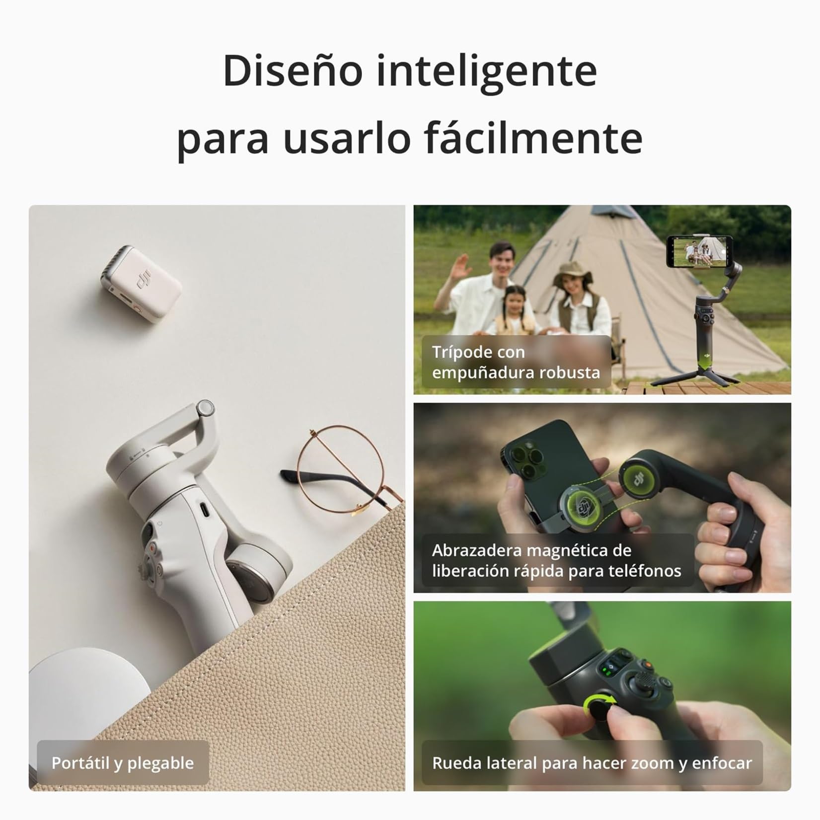 DJI Osmo Mobile 6, Estabilizador para Smartphones, Brazo Extensible | Estabilizador 3 ejes, portátil y plegable, para Android y iPhone con ShotGuides, vlogging, YouTube, TikTok, Gris Pizarra