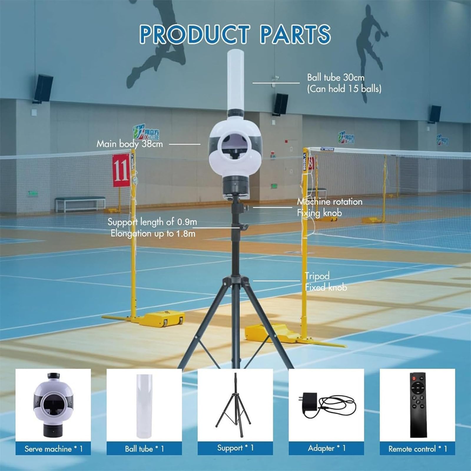 Machine de Lancement de Badminton Automatique avec Angle réglable pour Pratique Solo
