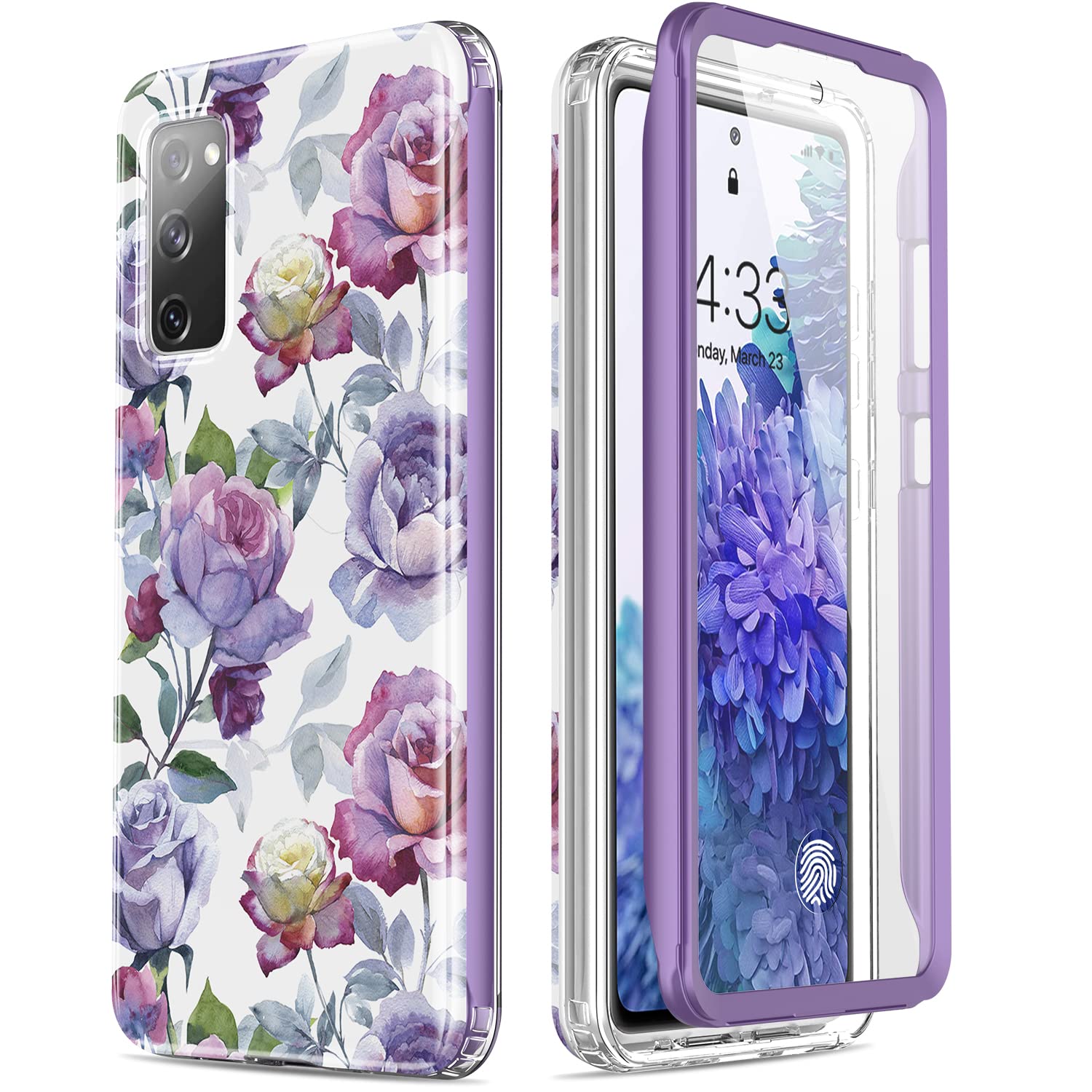 Esdot Compatible with Samsung Galaxy S20 FE Case with Built-in Screen Protector,with Fashionable Designs for Women Girls,Protective Phone Case for