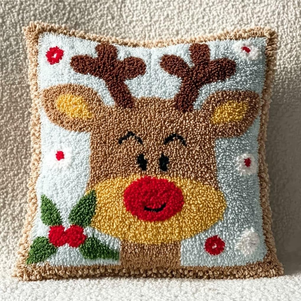 WallustrioaW Latch Hook Kit Cushion Latch Hook Kit,Cute Deer