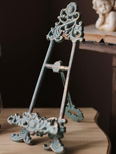 Handchic Soporte decorativo de arte de mesa de exhibición de caballete vintage de hierro fundido adornado