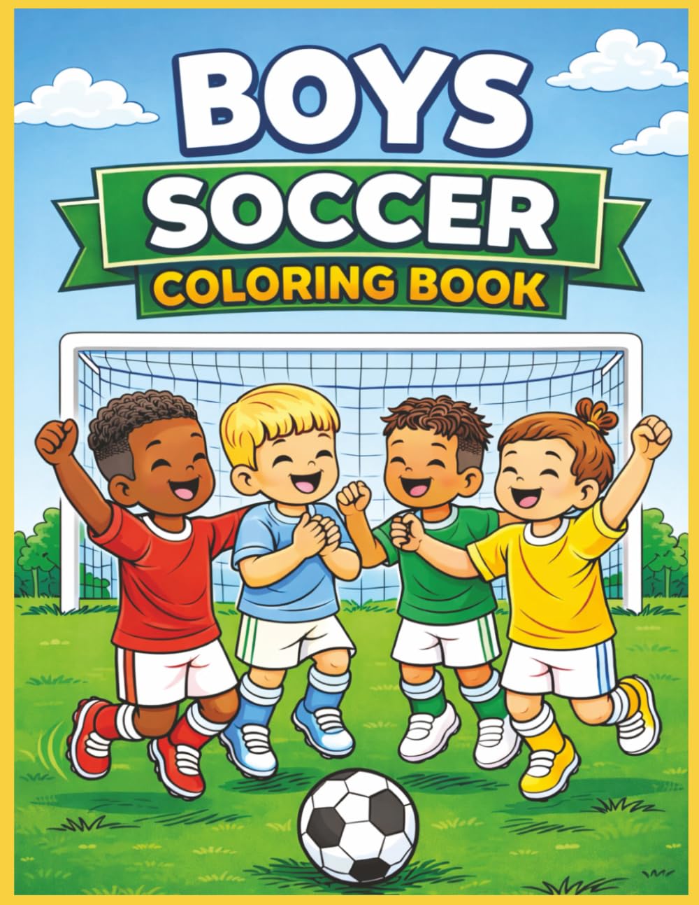 Boys Soccer Coloring Book: Big Easy Coloring Pages for Kids Ages 4–10