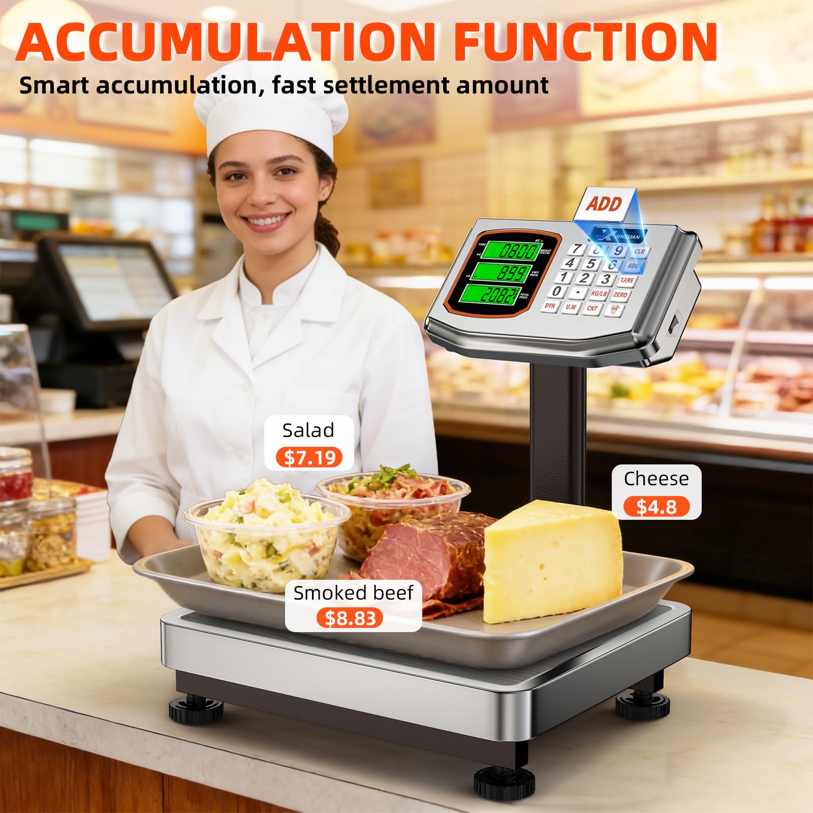 Báscula de plataforma digital de computación, carga de 132 libras, báscula de piso de computación de precisión de 0.01 libras con LB/kg, tara, calculadora de precios, conteo, pantalla de alta