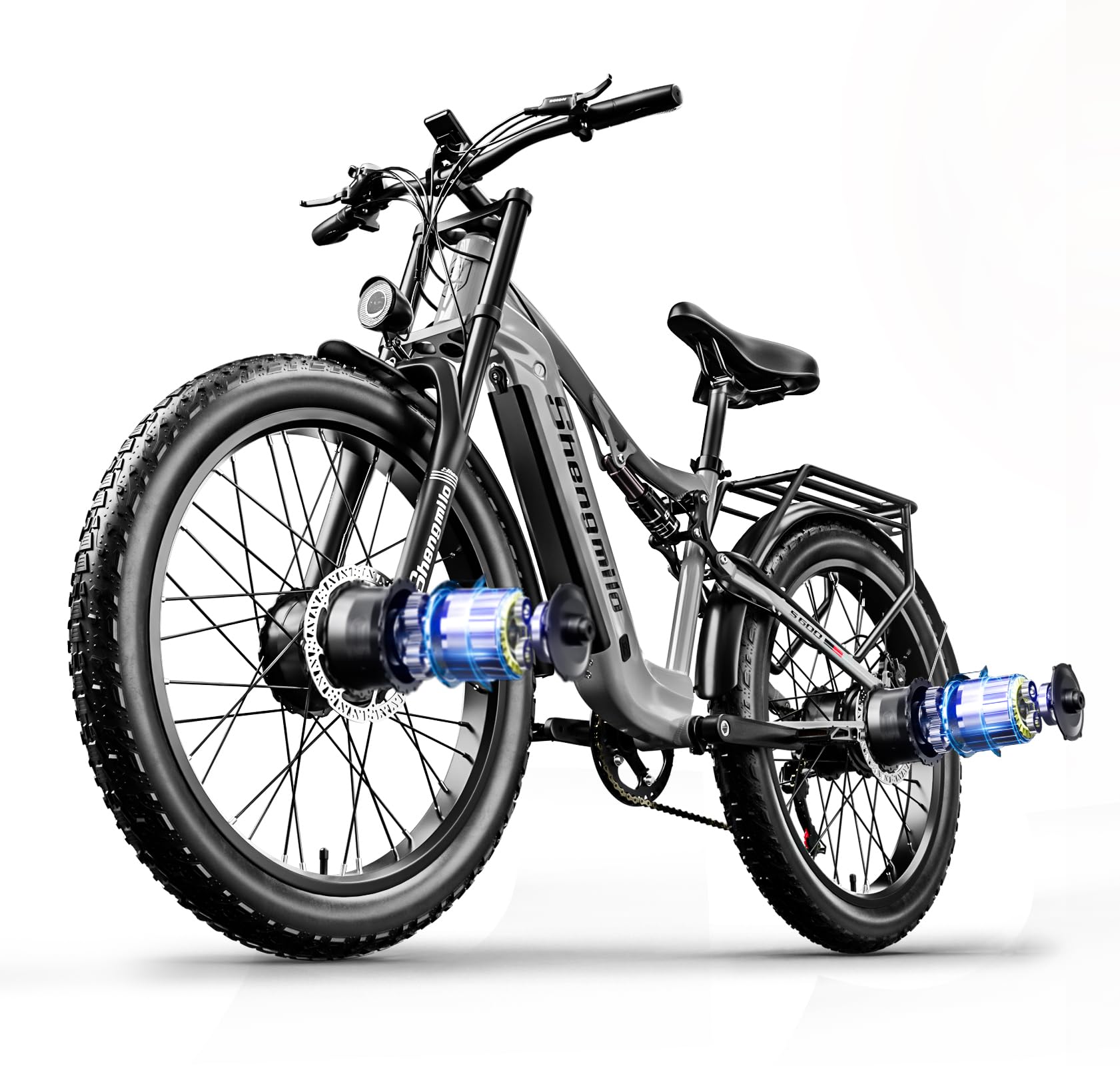 Electric Mountain Bike Mens Electric Bike ShengmiloDual Suspension