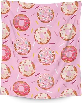 Girls Blanket - 40"x50" Cute Donut Throw Blanket Gifts for Kids & Adults - Pink Soft Fuzzy Doughnut Blanket for Couch & Living Room