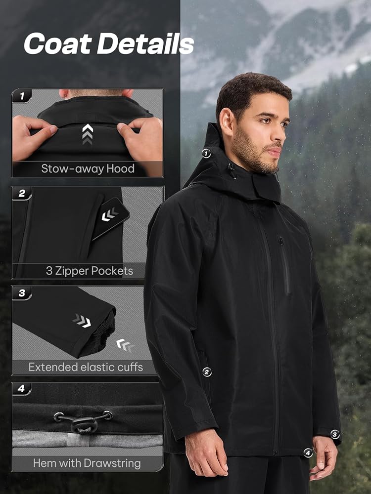 Amazon.com: SaphiRose Men's Waterproof Rain Suit 2pcs/set