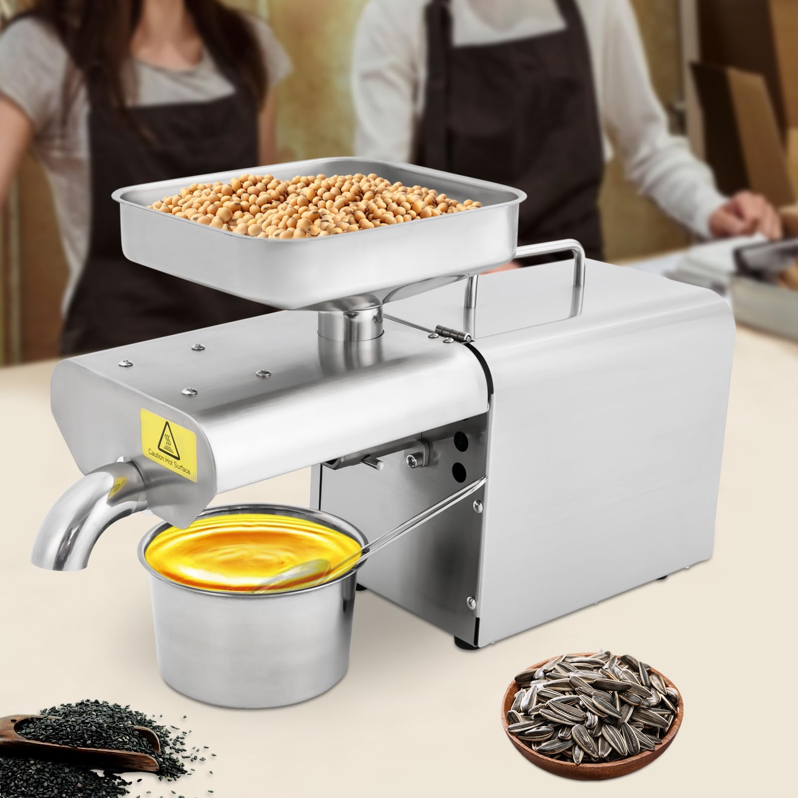 Ölpressmaschine,Automatische Ölpresse,Ölmühle Walnüsse Erdnüsse Kokosnuss Leinsamen Kaltpresse Heißprsse,Edelstahl Extraktor für Kommerziell Haushalt