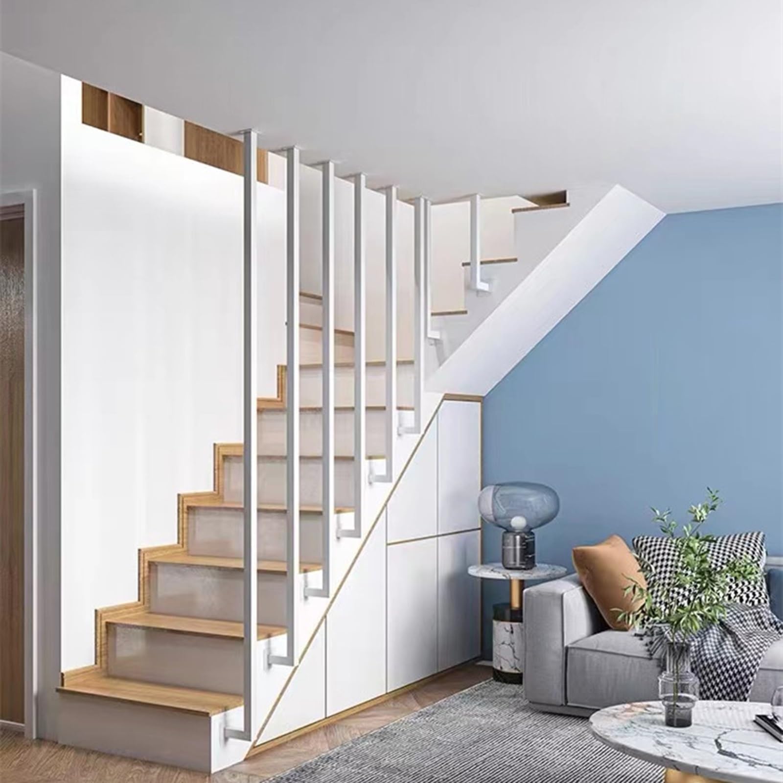 słupki balustrad schodowych, Słupki i pręty balustrad, poręcze kwadratowe do korytarzy(Gold(1 Pack),H 2.2m/7.2ft)