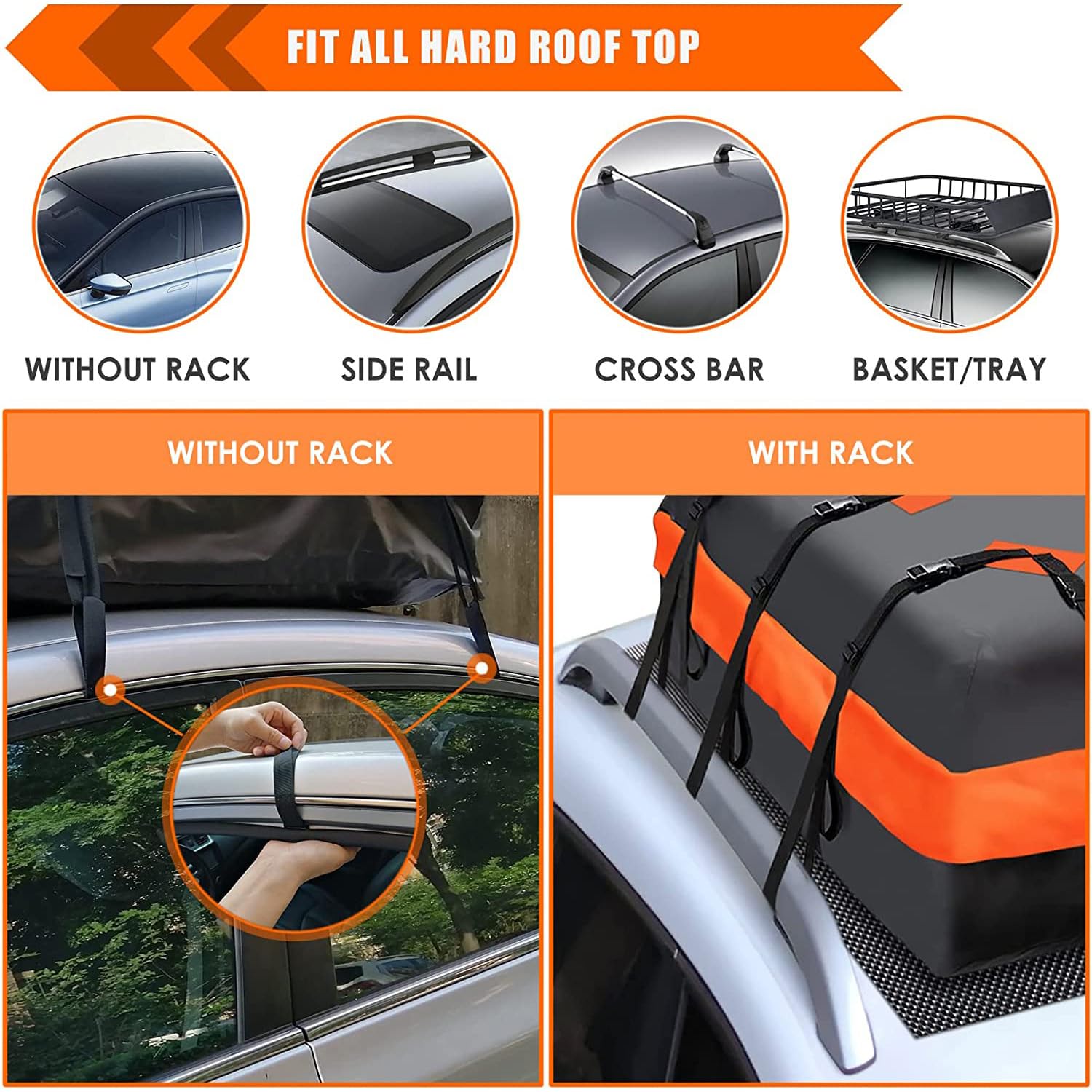 Box da Tetto per Auto per Toyota AYGO Hatchback, Impermeabile Oxford Panno Grande Tetto Cargo Carrier Borse con Tappetino Antiscivolo,A/15cubic Feet(112 * 86 * 43)