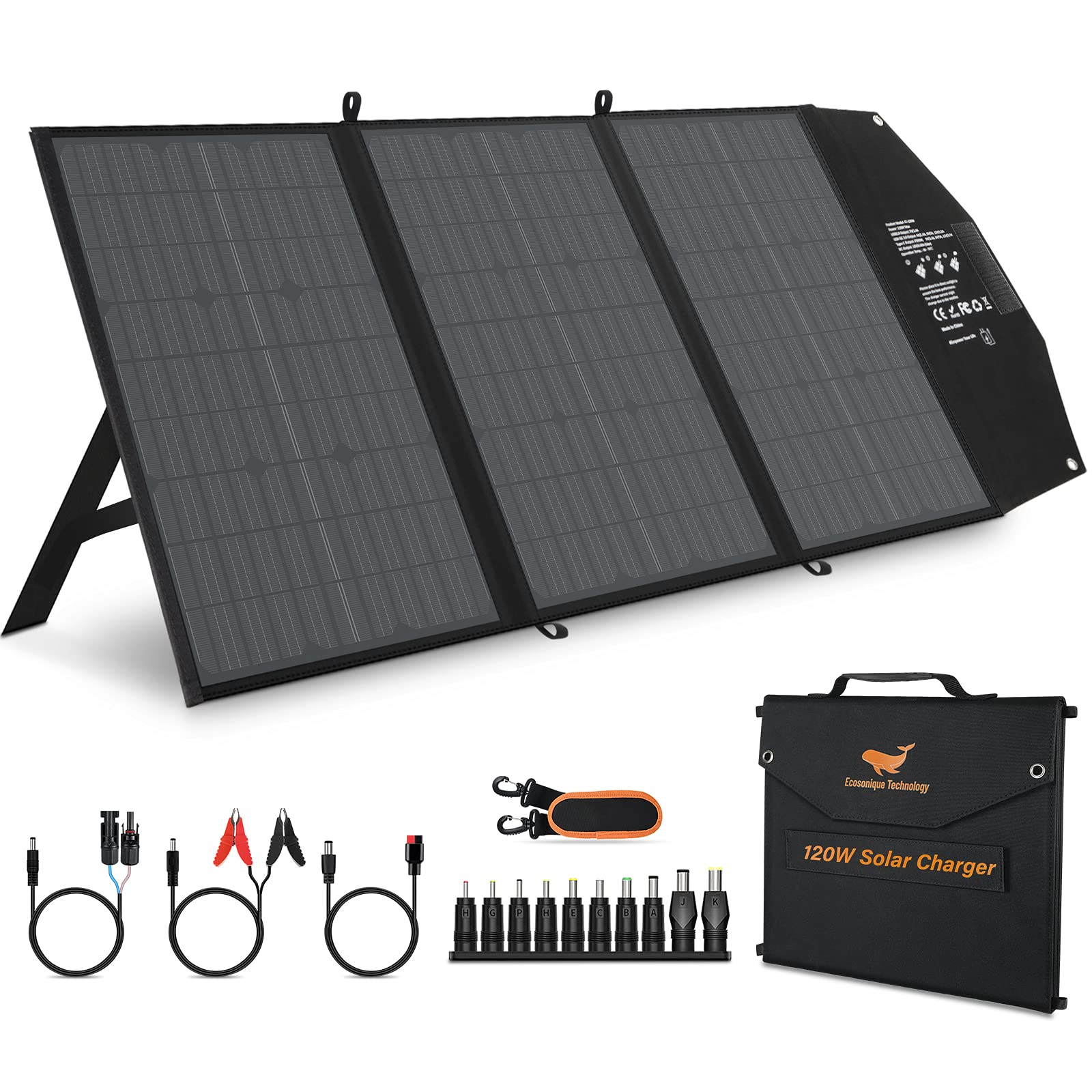 Buy Ecosonique 120W Solar Panel with Adjustable Kickstand, Portable Solar Panel for Power