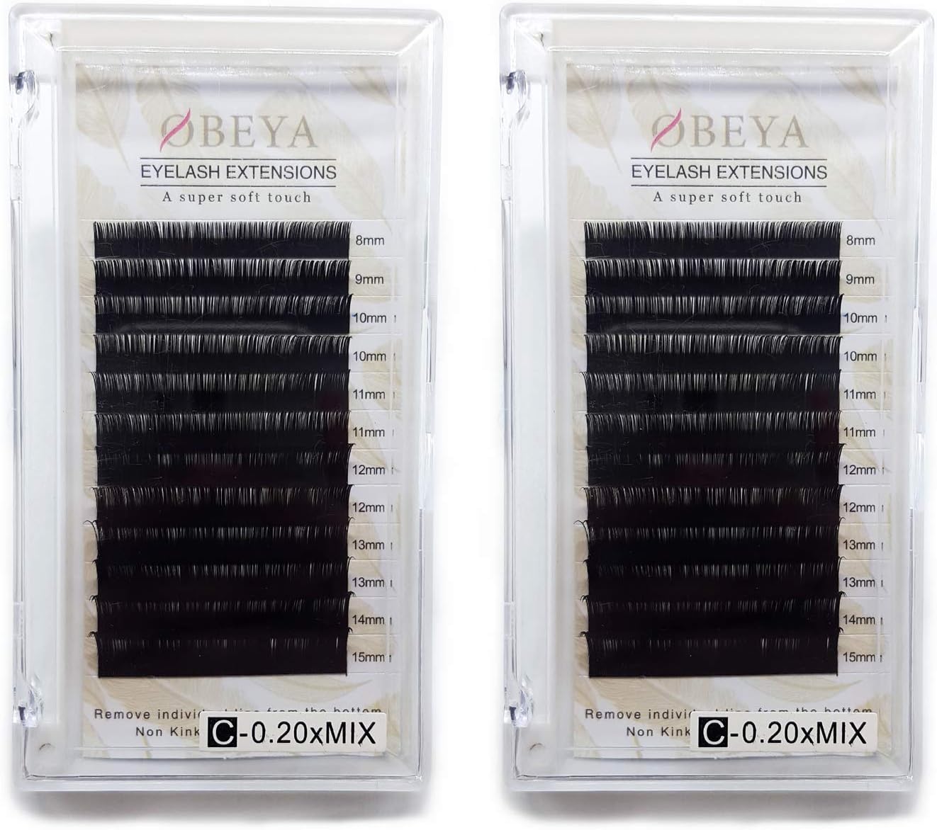 Eyelash Extensions 0.05/0.07/0.10/0.15/0.18/0.20/0.25mm C/D Curl Individual Eyelash Extensions Silk Faux Mink Eyelash Extensions Cluster 8-15mm Mixed Tray for Salon by OBEYA… (2-trays-C-0.20, 8-15mm)