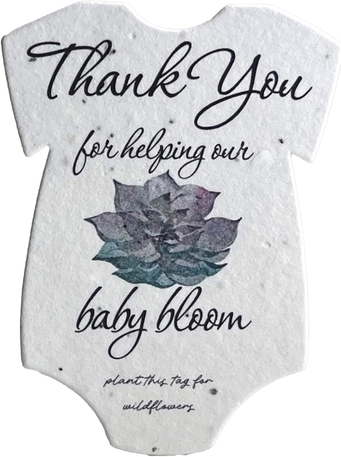 Infant Bodysuit Shape Thank You Baby Blooms Seed Paper 3" x 2" Set of 12 (Blue)