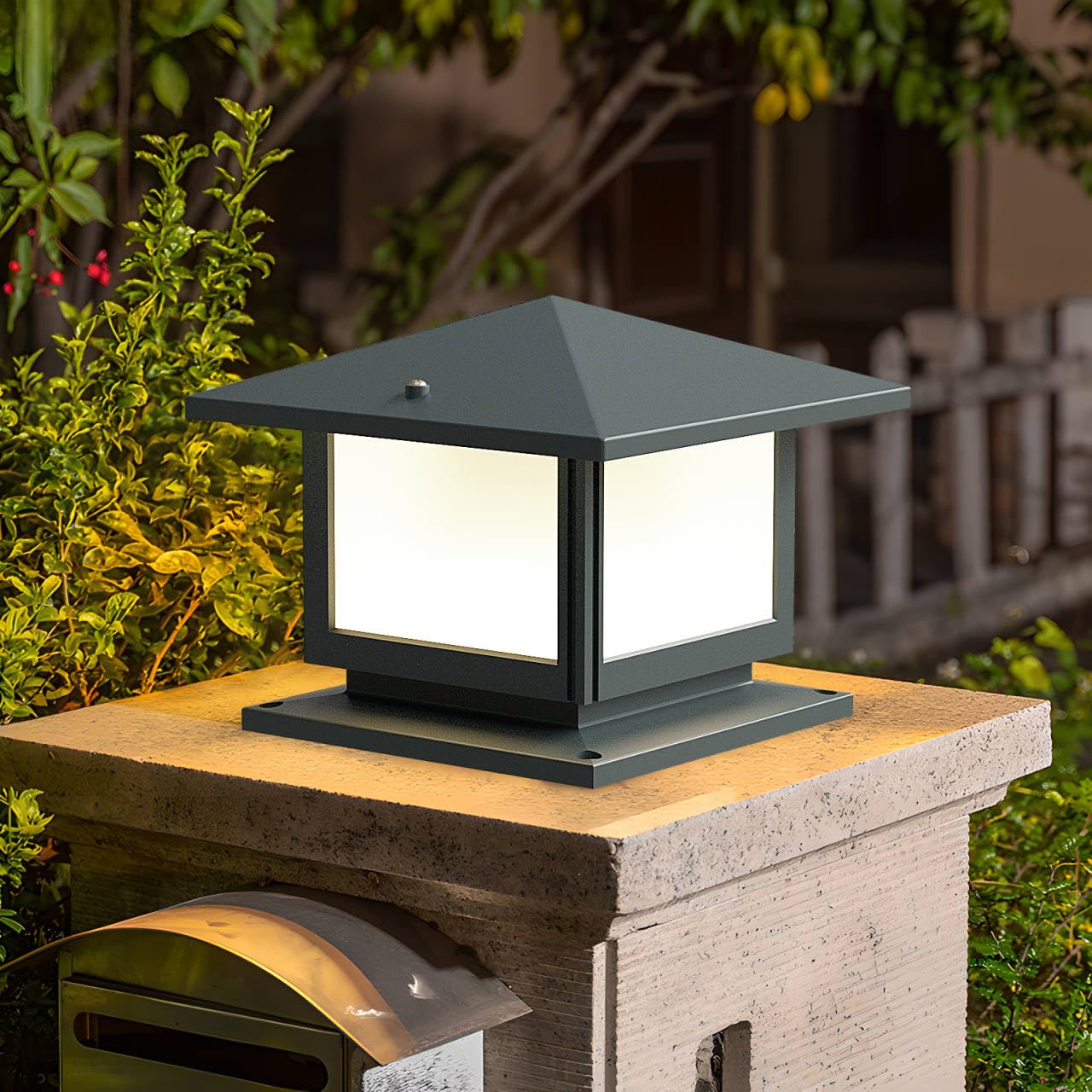 Lampa cokołowa zewnętrzna, 12 W, do użytku na zewnątrz, szare oświetlenie ścieżek ogrodowych z odlewu aluminiowego, tryb 3 kolorów, oprawka E27, maks. 40 W, IP45, lampa ogrodowa na słupki