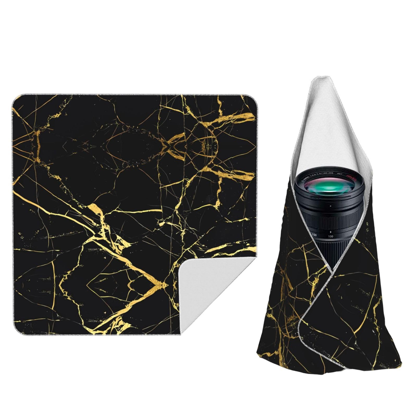 Zhaoyugoods Black Gold Marble Camera Wrap Cloth