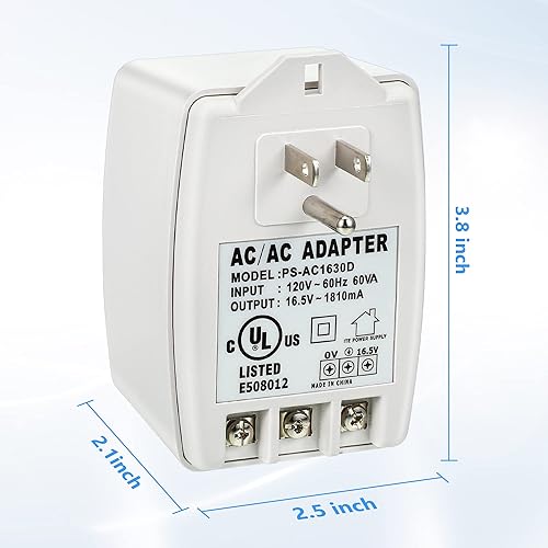Miniatura 8 de Feekoon 2 paquetes de transformador de timbre de 16 V 30 VA CA enchufable, transformador de timbre de puerta de 16 voltios, adaptador universal con