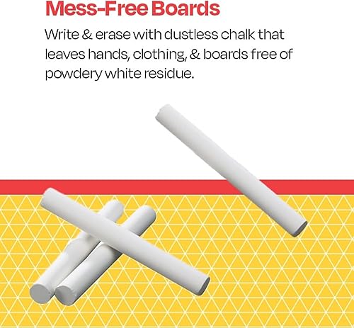 Miniatura 3 de School Smart Pizarra sin polvo - Paquete de 12 - Blanco - 084832