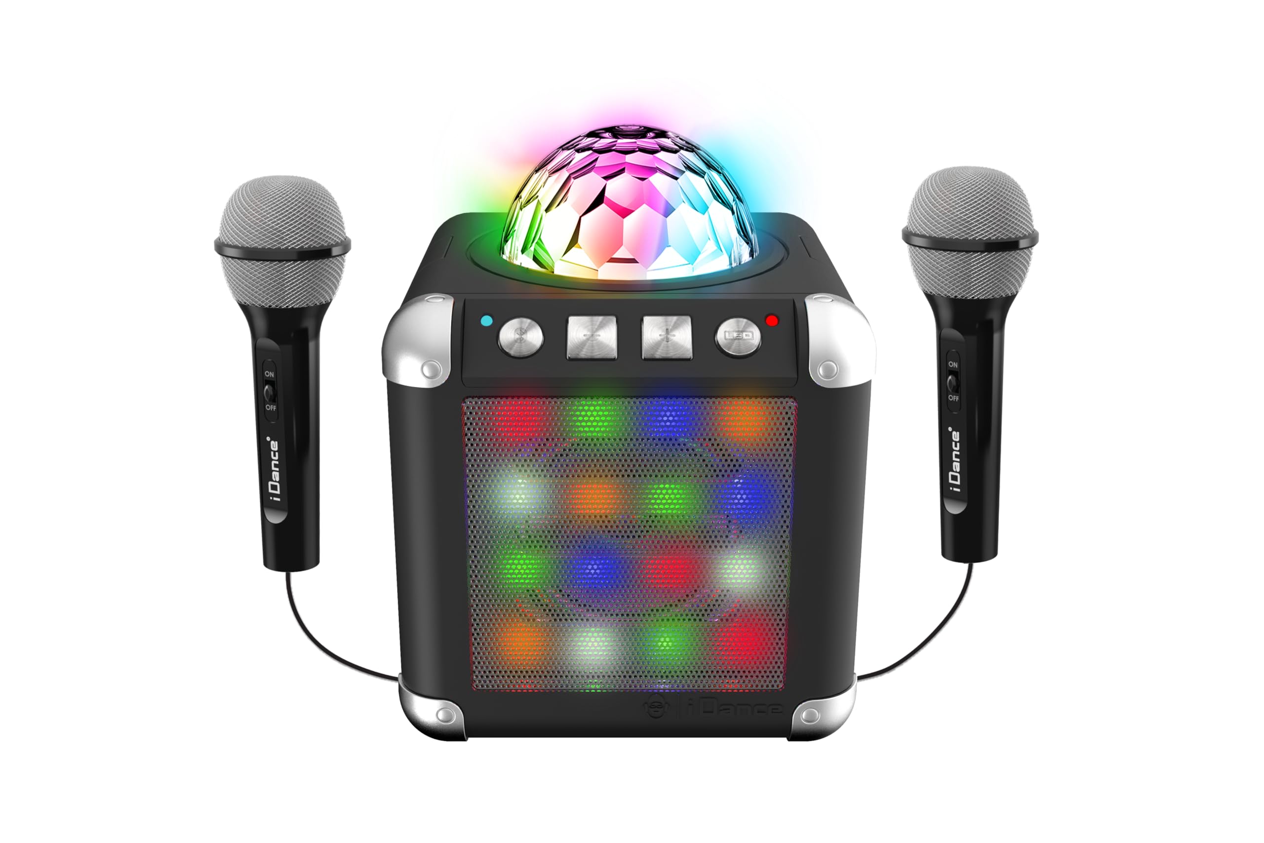 Cefa Toys -Karaoke ze wzmacniaczem, Disco Ball, 2 mikrofonami, bezprzewodowym głośnikiem, efektami świetlnymi i dźwiękowymi, kompatybilny z Youtube, Spotify i Karaoke Apps
