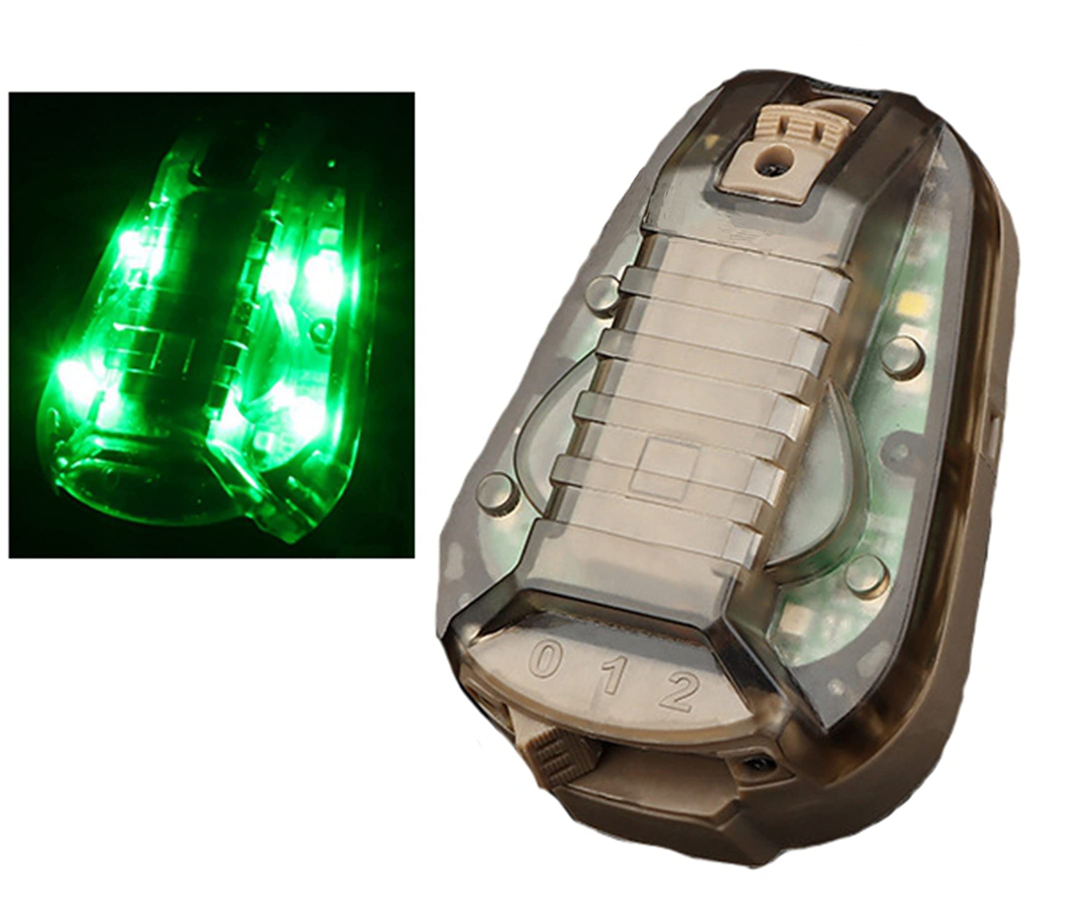 Lampe de Casque Tactique, Casque imperméable Airsoft Vert Rouge Clignotant lumière de Signal (Tan (Lampe OD))