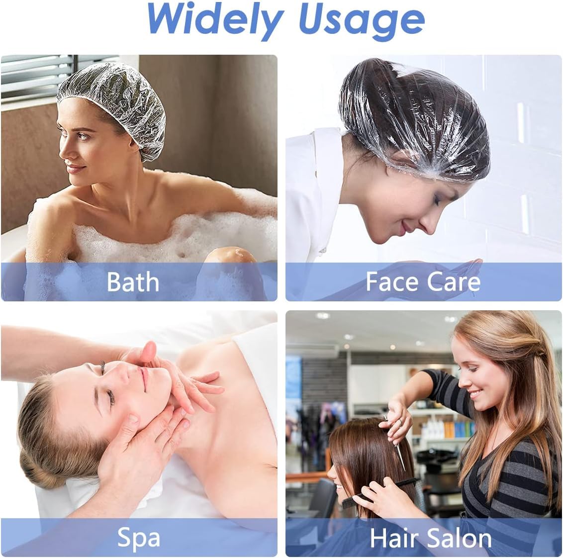 50 PCS Disposable Shower Caps, Plastic Clear Hair Cap Large Thick Waterproof Bath Caps for Women, Hotel Travel Essentials Accessories Deep Conditioning Hair Care Cleaning Supplies | Men Hair Caps 4