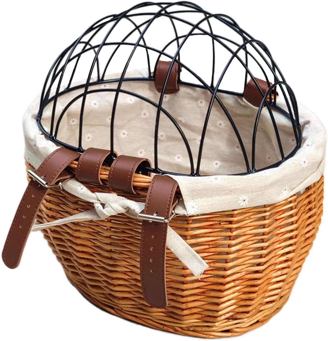 Front Handlebar Pet Carrier Basket for Dogs & Cats - Bike Mount Pet Transport for Small Animals- Wood Color