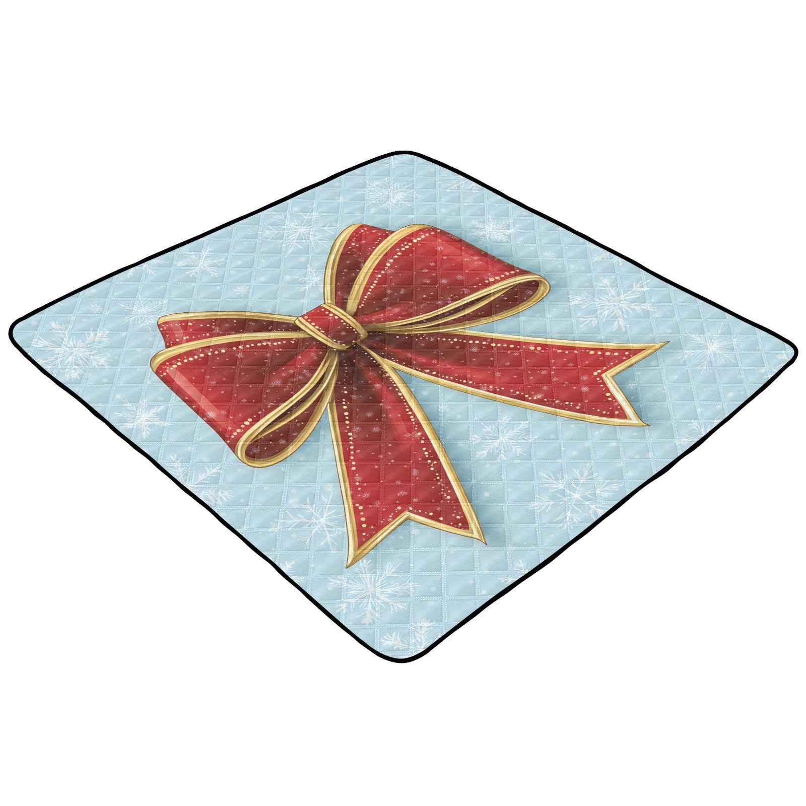 BOESI Snowflake Bow Pattern Baby Play Mat, 50“ X 50” Washable Folding Crawling Mat, Baby Floor Mat, Soft, Thick, Non-Slip