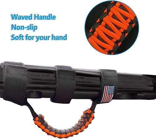 Miniatura 44 de Asas de agarre de barra antivuelco de cuerda de paracaídas prémium para Jeep Wrangler YJ TJ JK JKU JL JLU Sports Sahara Freedom Rubicon Unlimited X